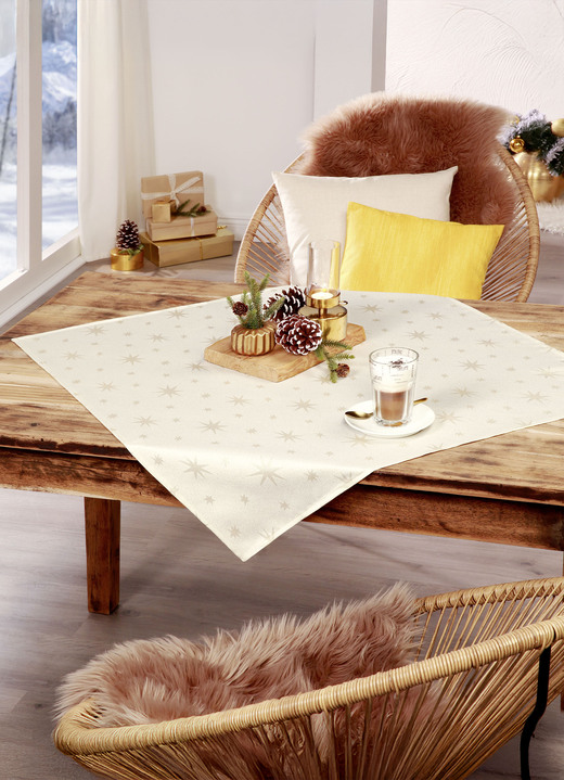 Tischdecken - Tischdekoration mit Fleckschutz und Glitzergarn, in Größe 105 (Läufer, 40/150 cm) bis 140 (Tischdecke, 140/220 cm), in Farbe ROT-SILBER Ansicht 9