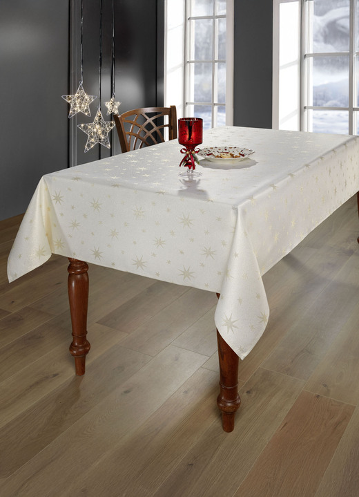 Tischdecken - Tischdekoration mit Fleckschutz und Glitzergarn, in Größe 105 (Läufer, 40/150 cm) bis 140 (Tischdecke, 140/220 cm), in Farbe ROT-SILBER Ansicht 8