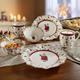 Porzellan - Weihnachtliches Frühstücks-Set aus Premium-Porzellan, 6-teilig, in Farbe WEISS-ROT