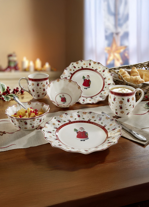 Porzellan - Weihnachtliches Frühstücks-Set aus Premium-Porzellan, 6-teilig, in Farbe WEISS-ROT Ansicht 2