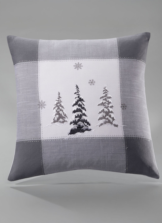 Tischdecken - Tisch- und Raumdekoration in Leinenoptik, in Größe 101 (Deckchen, 35x 50 cm) bis 404 (Kissenbezug, 40x 40 cm), in Farbe WEISS-GRAU Ansicht 5