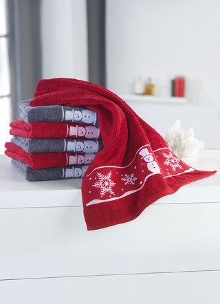 Flauschige Frottier-Serie mit Jacquard-Bordür