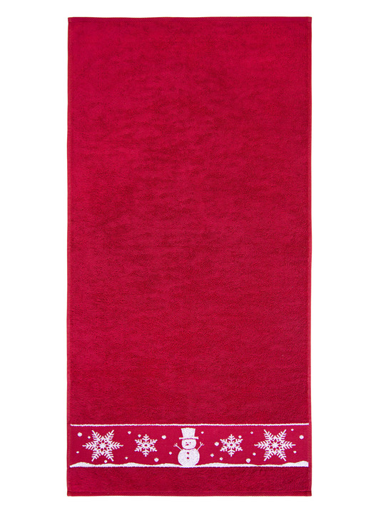 Frottier Handtücher - Flauschige Frottier-Serie mit Jacquard-Bordür, in Größe 200 (1 Handtuch, 50/100 cm) bis 204 (1 Duschtuch, 70/140 cm), in Farbe ROT Ansicht 3