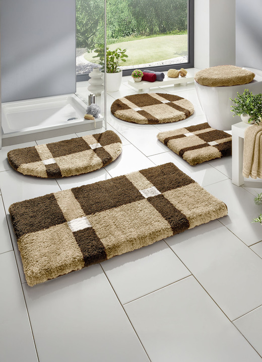 Badgarnituren - Badgarnitur mit rutschhemmender Rückseite, in Größe 100 (Vorleger halbrund, 50/ 80 cm) bis 112 (WC-Deckelbezug, 47/ 50 cm), in Farbe BEIGE-BRAUN Ansicht 2