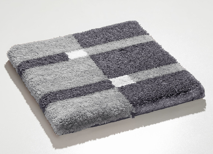Badgarnituren - Badgarnitur mit rutschhemmender Rückseite, in Größe 100 (Vorleger halbrund, 50/ 80 cm) bis 112 (WC-Deckelbezug, 47/ 50 cm), in Farbe SILBER-GRAU Ansicht 1