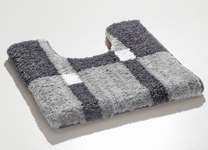 Badgarnituren - Badgarnitur mit rutschhemmender Rückseite, in Größe 100 (Vorleger halbrund, 50/ 80 cm) bis 112 (WC-Deckelbezug, 47/ 50 cm), in Farbe SILBER-GRAU Ansicht 1