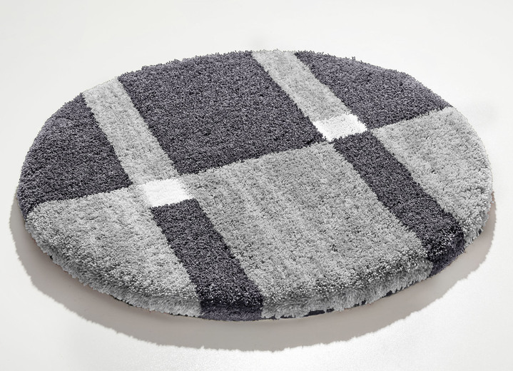 Badgarnituren - Badgarnitur mit rutschhemmender Rückseite, in Größe 100 (Vorleger halbrund, 50/ 80 cm) bis 112 (WC-Deckelbezug, 47/ 50 cm), in Farbe SILBER-GRAU Ansicht 1