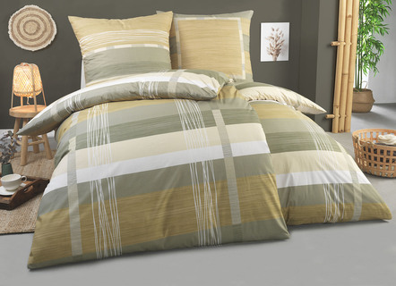 Bettwäschegarnituren - Bettwäsche-Garnitur in Renforcé-Qualität, in Größe 111 (40/80 cm + 135/200 cm) bis 115 (80/80 cm + 155/220 cm), in Farbe NUGAT