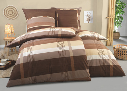 Bettwäschegarnituren - Bettwäsche-Garnitur in Renforcé-Qualität, in Größe 111 (40/80 cm + 135/200 cm) bis 115 (80/80 cm + 155/220 cm), in Farbe NUGAT