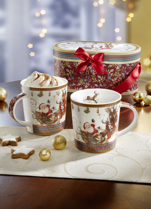 Porzellan - Porzellan-Serie mit Geschenkverpackung, in Farbe WEISS-ROT, in Ausführung Henkelbecher, 2er-Set Ansicht 1