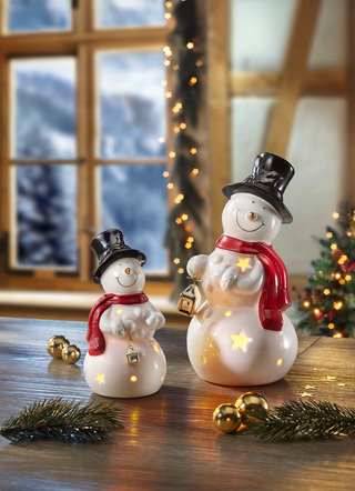 Beleuchteter Schneemann, batteriebetrieben, 2er-Set