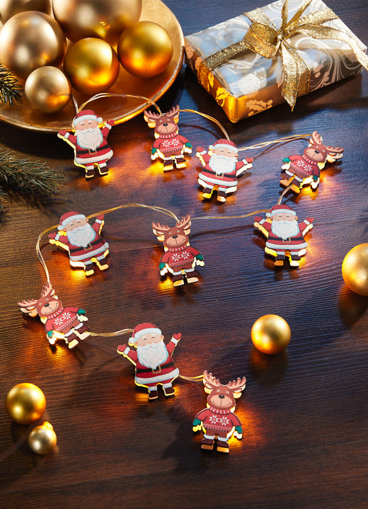 Weihnachtliche Dekorationen - Batteriebetriebene Lichterkette, 10-flammig, in Farbe ROT