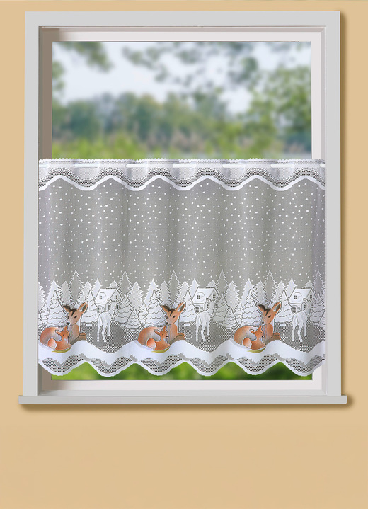 Fensterdekorationen - Handkolorierter Kurzstore Rehe, in Größe 784 (H45xB 90 cm) bis 861 (H60xB150 cm), in Farbe BUNT