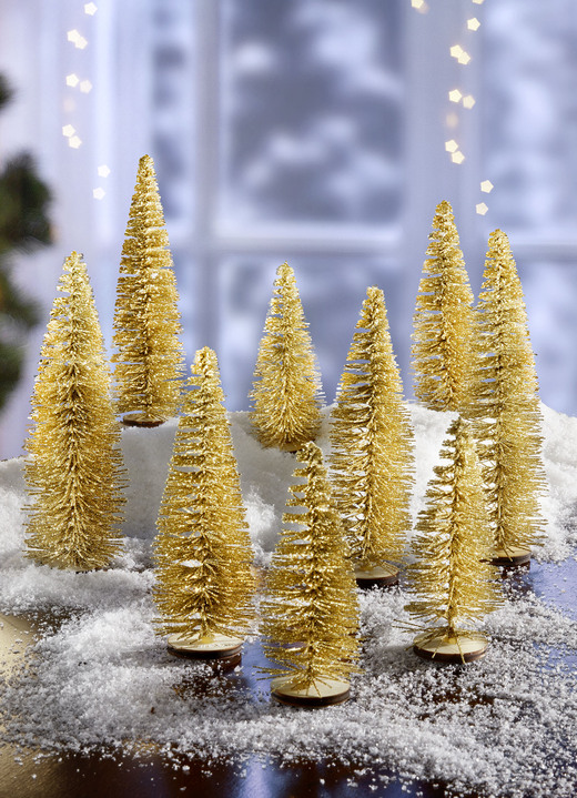 Weihnachtliche Dekorationen - Tischdeko Tannenbäumchen, 9er-Set, in Farbe GOLD