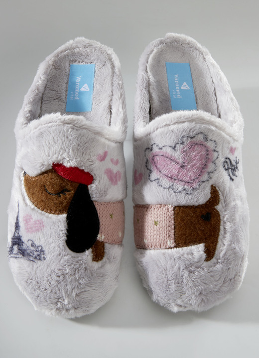 Hausschuhe - Hausschuh mit Gummi-Laufsohle, in Größe 036 bis 042, in Farbe CREME Ansicht 2