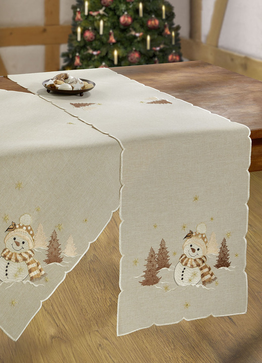 Tischdecken - Bestickte Tisch- und Raumdekoration, in Größe 101 (Deckchen, 35x 50 cm) bis 404 (Kissenbezug, 40x 40 cm), in Farbe HELLBRAUN-BUNT Ansicht 3