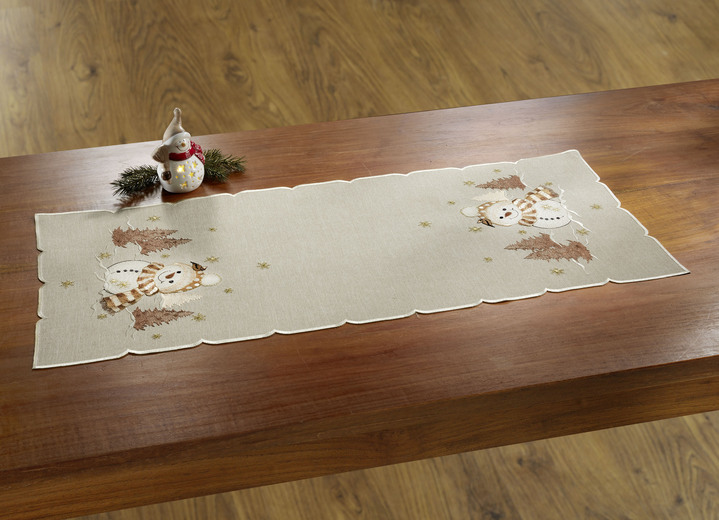 Tischdecken - Bestickte Tisch- und Raumdekoration, in Größe 101 (Deckchen, 35x 50 cm) bis 404 (Kissenbezug, 40x 40 cm), in Farbe HELLBRAUN-BUNT Ansicht 2