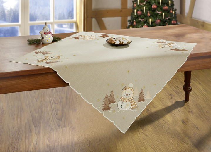 Tischdecken - Bestickte Tisch- und Raumdekoration, in Größe 101 (Deckchen, 35x 50 cm) bis 404 (Kissenbezug, 40x 40 cm), in Farbe HELLBRAUN-BUNT Ansicht 4