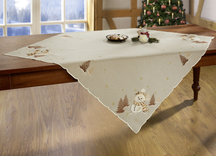 Tischdecken - Bestickte Tisch- und Raumdekoration, in Größe 101 (Deckchen, 35x 50 cm) bis 404 (Kissenbezug, 40x 40 cm), in Farbe HELLBRAUN-BUNT Ansicht 5