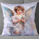 Weihnachtliche Dekorationen - Kissenbezug in weicher Samtoptik, in Farbe BUNT, in Ausführung Engelskind mit Blumenstrauß
