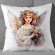 Weihnachtliche Dekorationen - Kissenbezug in weicher Samtoptik, in Farbe BUNT, in Ausführung Engelskind mit Blumenstrauß