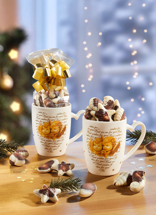Weihnachtliche Geschenkideen - Engelstassen, 2er-Set, mit original Belgischen Meeresfrüchten, in Farbe WEISS-GOLD