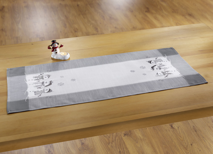 Tischdecken - Tisch- und Raumdekoration in Leinenoptik, in Größe 101 (Deckchen, 35/ 50 cm) bis 404 (Kissenbezug, 40/ 40 cm), in Farbe WEISS-GRAU Ansicht 2