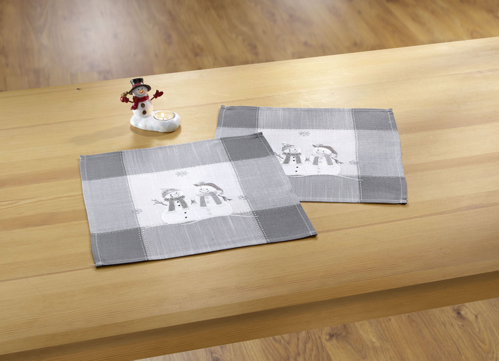 Tischdecken - Tisch- und Raumdekoration in Leinenoptik, in Größe 101 (Deckchen, 35/ 50 cm) bis 404 (Kissenbezug, 40/ 40 cm), in Farbe WEISS-GRAU Ansicht 4