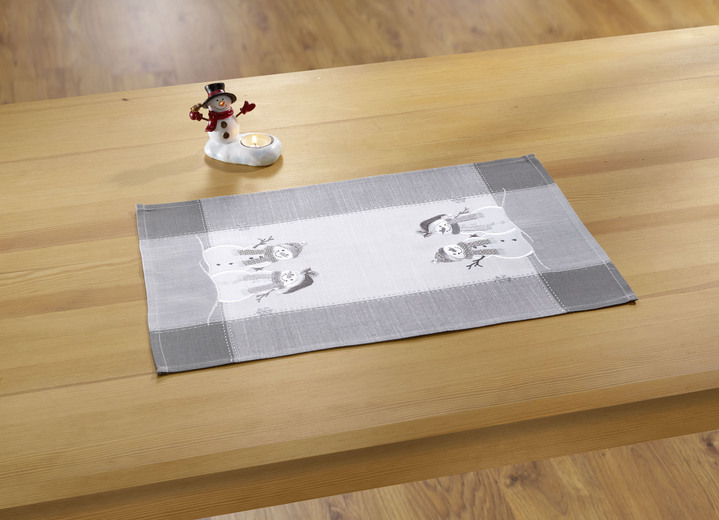 Tischdecken - Tisch- und Raumdekoration in Leinenoptik, in Größe 101 (Deckchen, 35/ 50 cm) bis 404 (Kissenbezug, 40/ 40 cm), in Farbe WEISS-GRAU Ansicht 1