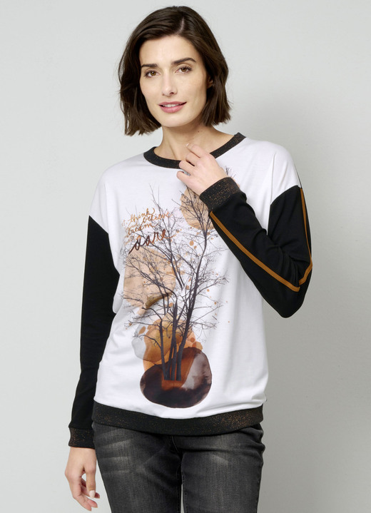 Langarm - Shirt, in Größe 038 bis 052, in Farbe ECRU-BRAUN-SCHWARZ Ansicht 2