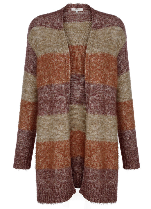 Damenmode - Strickjacke in Garnmix, in Größe 038 bis 052, in Farbe BEERE-TERRAKOTTA-CAMEL Ansicht 4