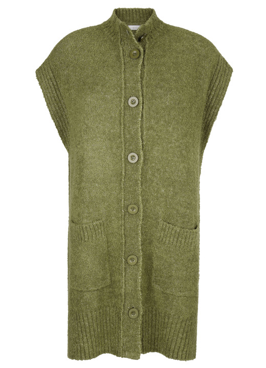 Basics - Strickweste aus Bouclé-Melangegarn, in Größe 038 bis 052, in Farbe MOOSGRÜN Ansicht 3