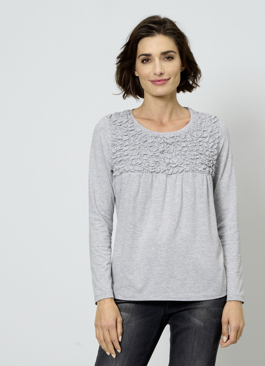 Langarm - Shirt, in Größe 038 bis 052, in Farbe GRAU MELIERT Ansicht 1