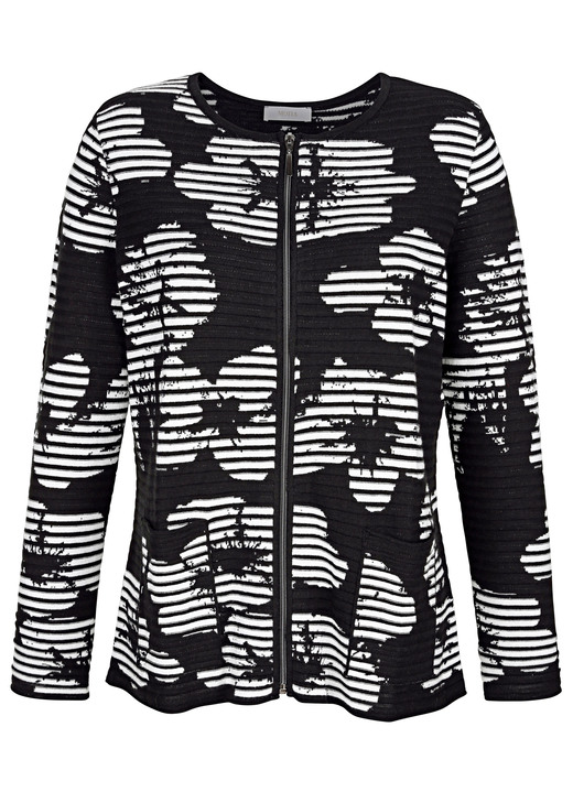 Strickjacken - Strickjacke in Feinstrick, in Größe 038 bis 052, in Farbe SCHWARZ-WEISS Ansicht 3
