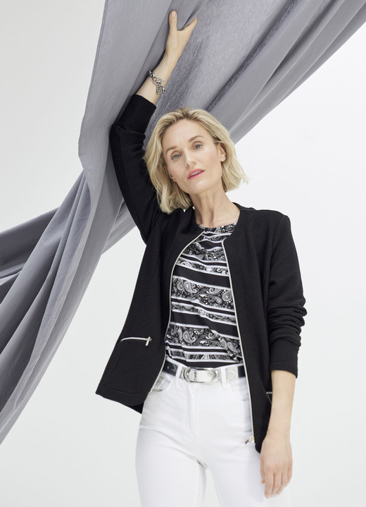 Shirtjacken - Shirtjacke mit durchgehendem Reißverschluss, in Größe 038 bis 048, in Farbe SCHWARZ Ansicht 1