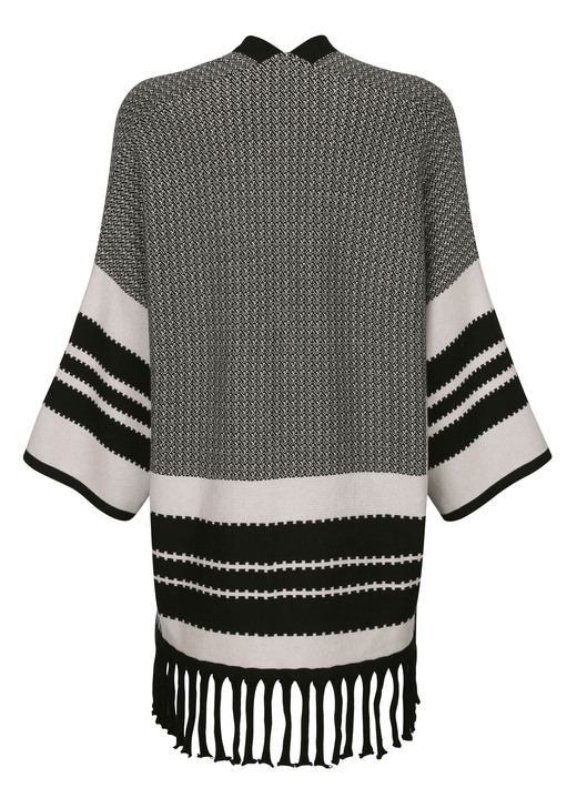 Strickjacken - Poncho-Strickjacke in Jacquard-Dessin, in Größe 001(38-44) bis 002(46-52), in Farbe SAND MELIERT-SCHWARZ Ansicht 4