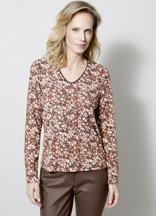 Langarm - Shirt, in Größe 038 bis 052, in Farbe SAND-KAMILLE-DUNKELBRAUN