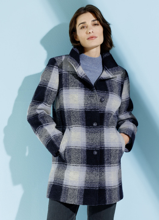 Wolljacken - Jacke mit Karodessin Ansicht 1 Wolljacken - Jacke mit Karodessin, in Größe 038 bis 052, in Farbe BLAU-MARINE Ansicht 1