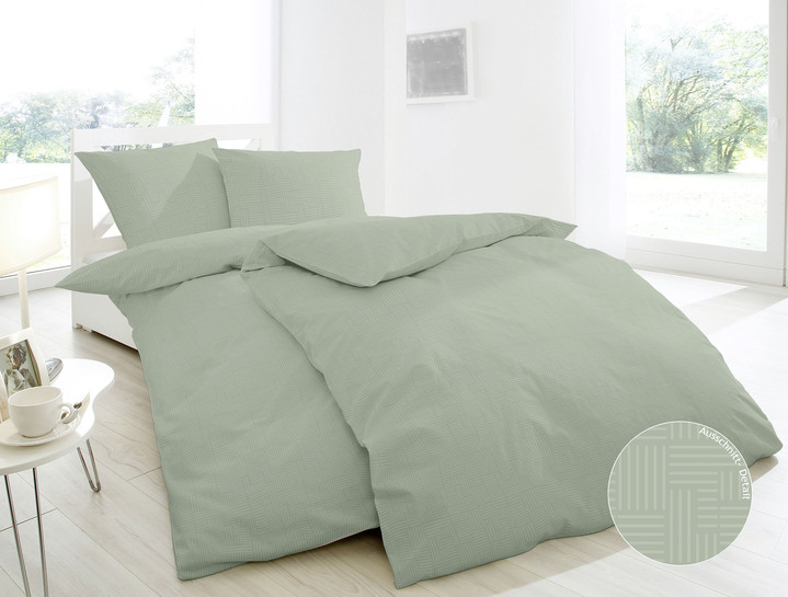 Bettwäschegarnituren - Feinbibe Bettwäsche aus 100% Baumwolle, in Farbe GRÜN, in Ausführung Karos Ansicht 1