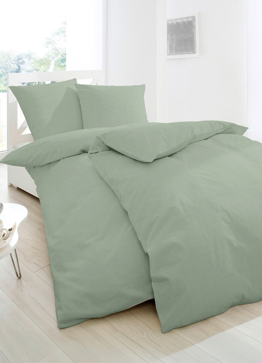 Bettwäschegarnituren - Feinbibe Bettwäsche aus 100% Baumwolle, in Farbe GRÜN, in Ausführung Karos Ansicht 2