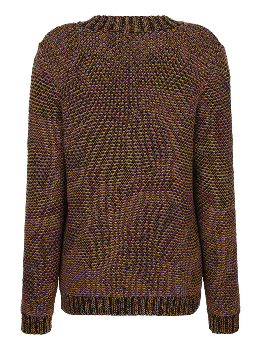 Langarm - Pullover in Grobstrick, in Größe 038 bis 052, in Farbe SCHWARZ-LILA-ORANGE Ansicht 4