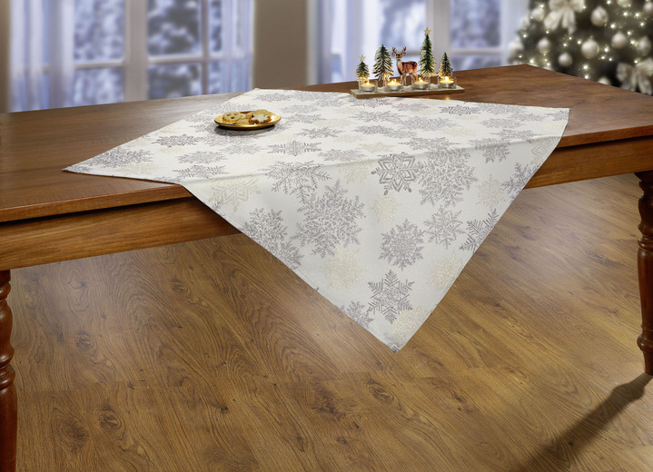 Tischdecken - Tisch- und Raumdekoration mit Glitzergarn, in Größe 100 (2 Platzsets, 30/ 45 cm) bis 404 (Kissenbezug, 40/ 40 cm), in Farbe GOLD-SILBER Ansicht 3