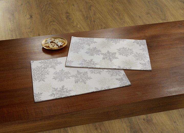 Tischdecken - Tisch- und Raumdekoration mit Glitzergarn, in Größe 100 (2 Platzsets, 30/ 45 cm) bis 404 (Kissenbezug, 40/ 40 cm), in Farbe GOLD-SILBER Ansicht 2