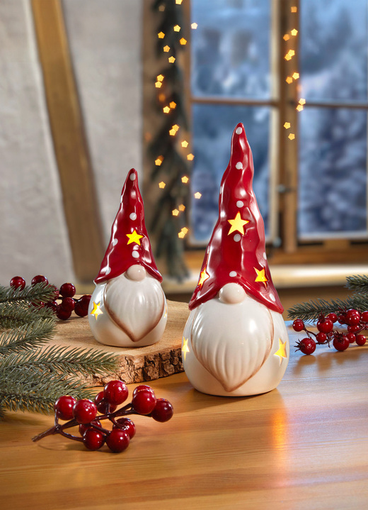Weihnachtliche Dekorationen - Beleuchteter Wichtel, in Farbe ROT-WEISS, in Ausführung Wichtel klein