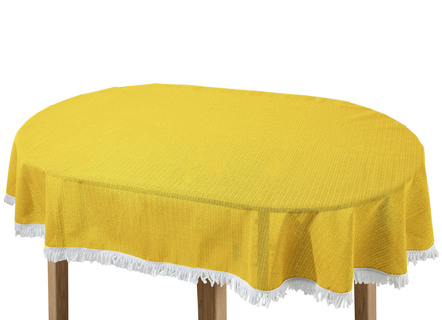 Tischdecken - Wind- und wetterfeste Gartentischdecke mit Fransenabschluss, in Größe 110 (Tischdecke, 110x140 cm) bis 190 (Tischdecke oval, 140x190 cm), in Farbe BLAU – Farbe GELB – Ansicht 