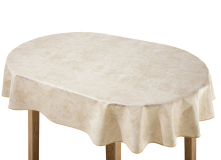 Tischdecken - Klassisch marmorierte Wachstuch-Tischdecke – Farbe CREME – Ansicht  Tischdecken - Klassisch marmorierte Wachstuch-Tischdecke, in Größe 108 (Tischdecke, 80/ 80 cm) bis 220 (Tischdecke, oval, 155/220 cm), in Farbe TERRA – Farbe CREME – Ansicht