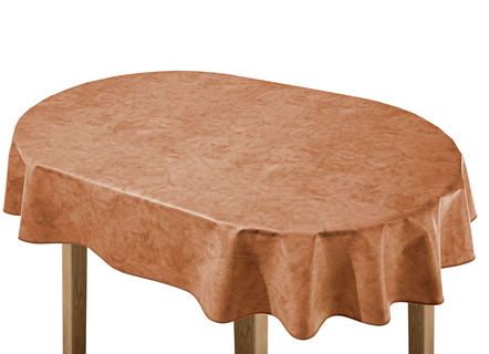 Tischdecken - Klassisch marmorierte Wachstuch-Tischdecke – Farbe TERRA – Ansicht  Tischdecken - Klassisch marmorierte Wachstuch-Tischdecke, in Größe 108 (Tischdecke, 80/ 80 cm) bis 220 (Tischdecke, oval, 155/220 cm), in Farbe CREME – Farbe TERRA – Ansicht