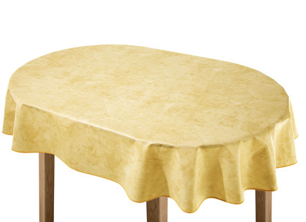 Tischdecken - Klassisch marmorierte Wachstuch-Tischdecke – Farbe GELB – Ansicht  Tischdecken - Klassisch marmorierte Wachstuch-Tischdecke, in Größe 108 (Tischdecke, 80/ 80 cm) bis 220 (Tischdecke, oval, 155/220 cm), in Farbe TERRA – Farbe GELB – Ansicht