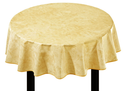 Tischdecken - Klassisch marmorierte Wachstuch-Tischdecke – Farbe GELB – Ansicht  Tischdecken - Klassisch marmorierte Wachstuch-Tischdecke, in Größe 108 (Tischdecke, 80/ 80 cm) bis 220 (Tischdecke, oval, 155/220 cm), in Farbe CREME – Farbe GELB – Ansicht