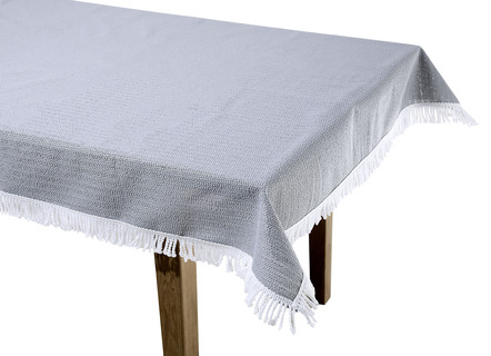 Tischdecken - Wind- und wetterfeste Gartentischdecke mit Fransenabschluss, in Größe 110 (Tischdecke, 110x140 cm) bis 190 (Tischdecke oval, 140x190 cm), in Farbe TANNE – Farbe GRAU – Ansicht 